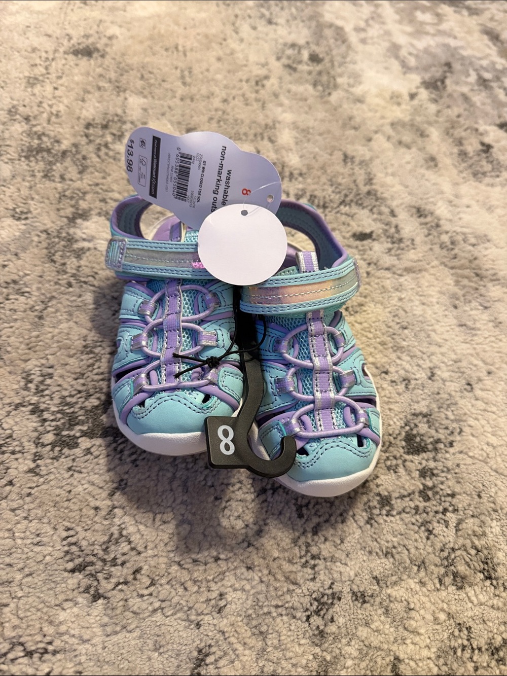 wonder nation Aqua and Purple Kids Hook-and-Loop Sport Sandals